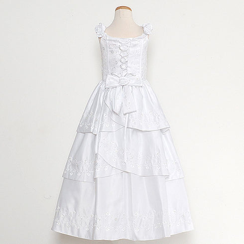 Rain Kids White Bridal Satin Adjustable Corset Dress Little Girl 2T-20 - SophiasStyle.com